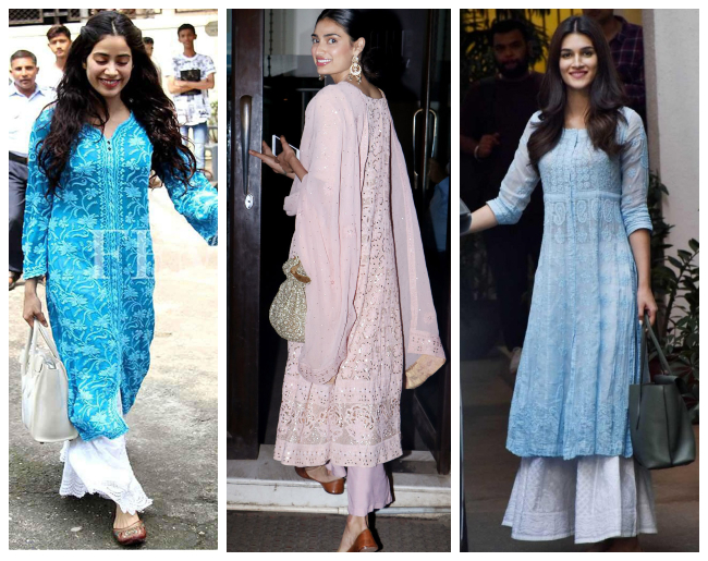 chikankari salwar kameez designs, chikankari salwar suits by celebs