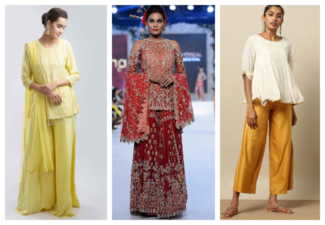 short kameez with palazzo, short kurta with pant palazzo