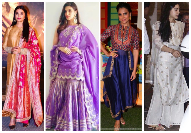 silk salwar suits by bollywood celebs, silk salwar kameez