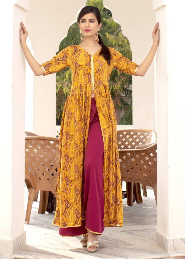 front slit kurti palazzo sets