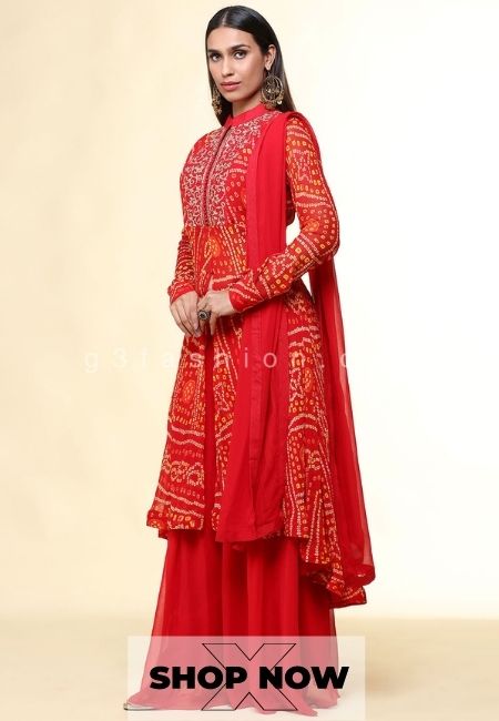 Red Wedding Wear Palazzo Suit