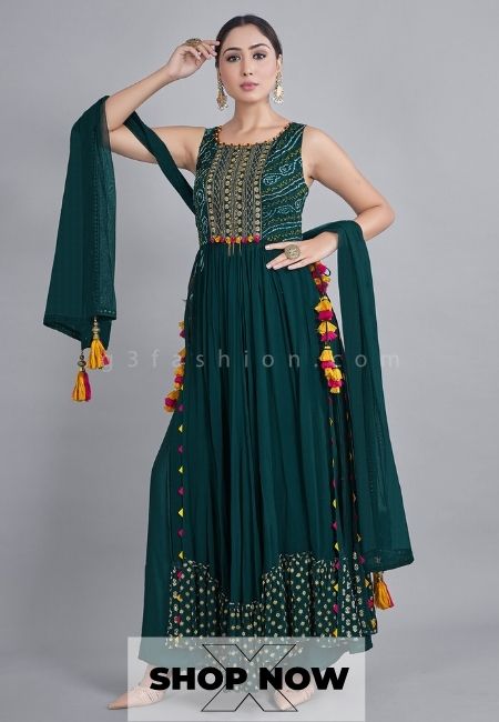 peacock green salwar kameez design