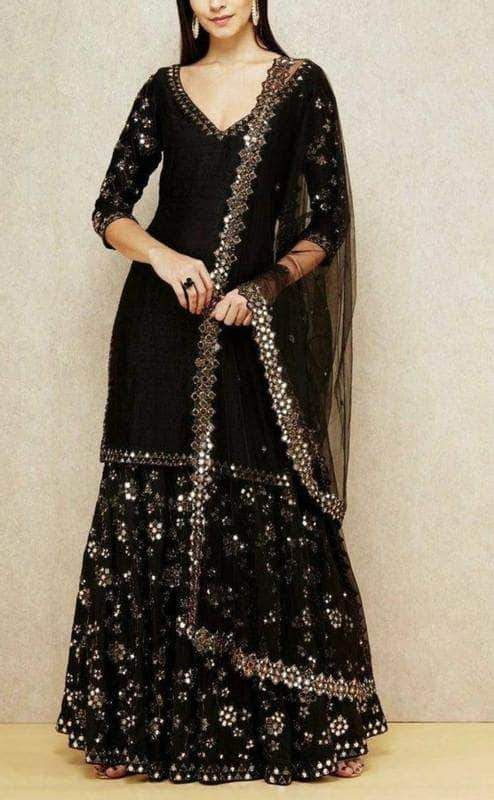 Sharara Shimmery black salwar suit