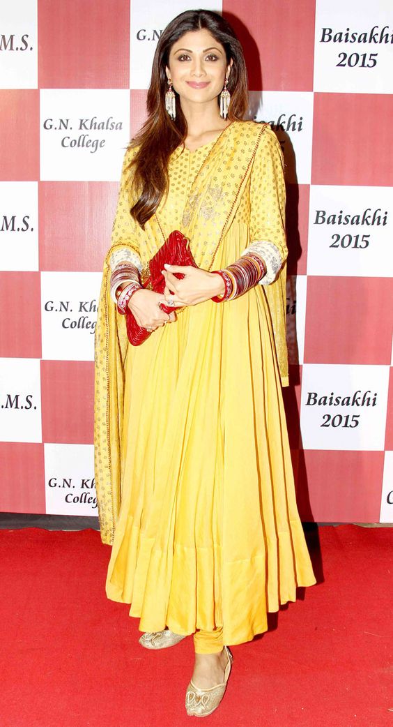 silk anarkali yellow salwar suit