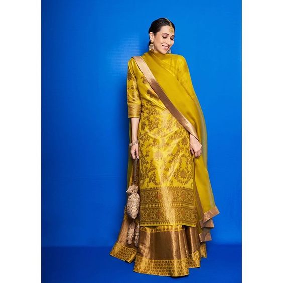 banarasi sharara yellow salwar suit