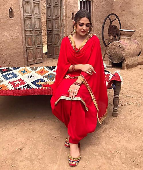 patiala red salwar suit