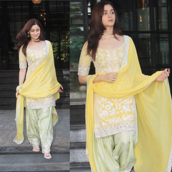 patiala lemon yellow salwar suit