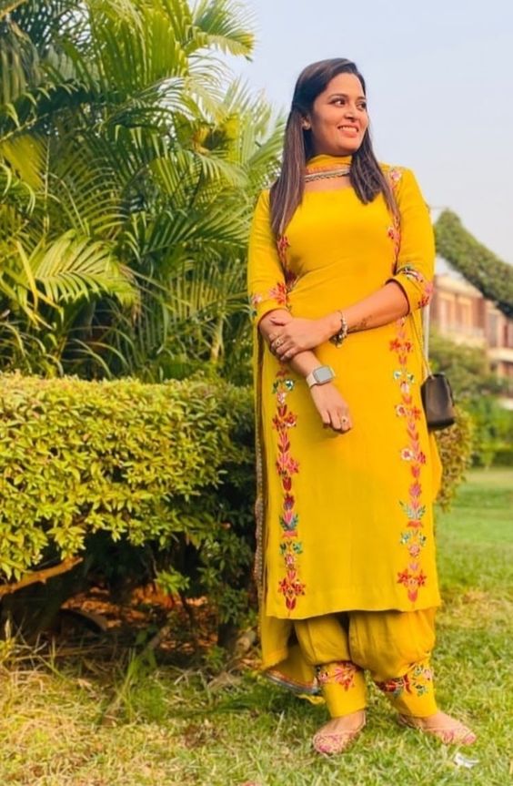 mustard patiala punjabi suit 