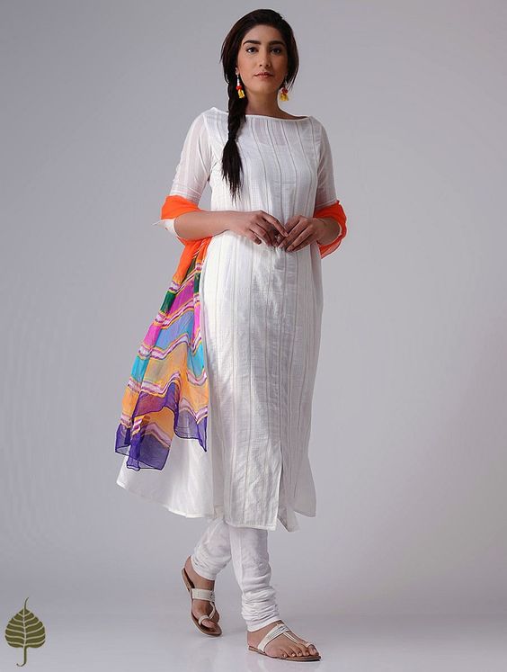 striped White salwar suit