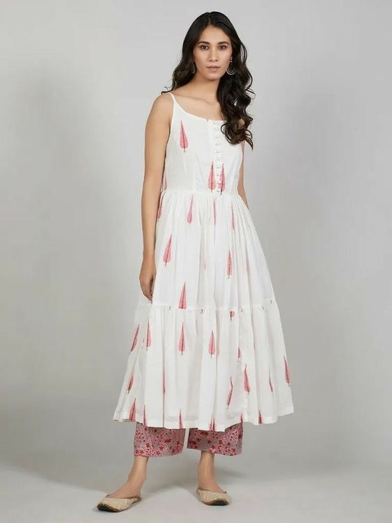 ivory and peach kurti palazzo set