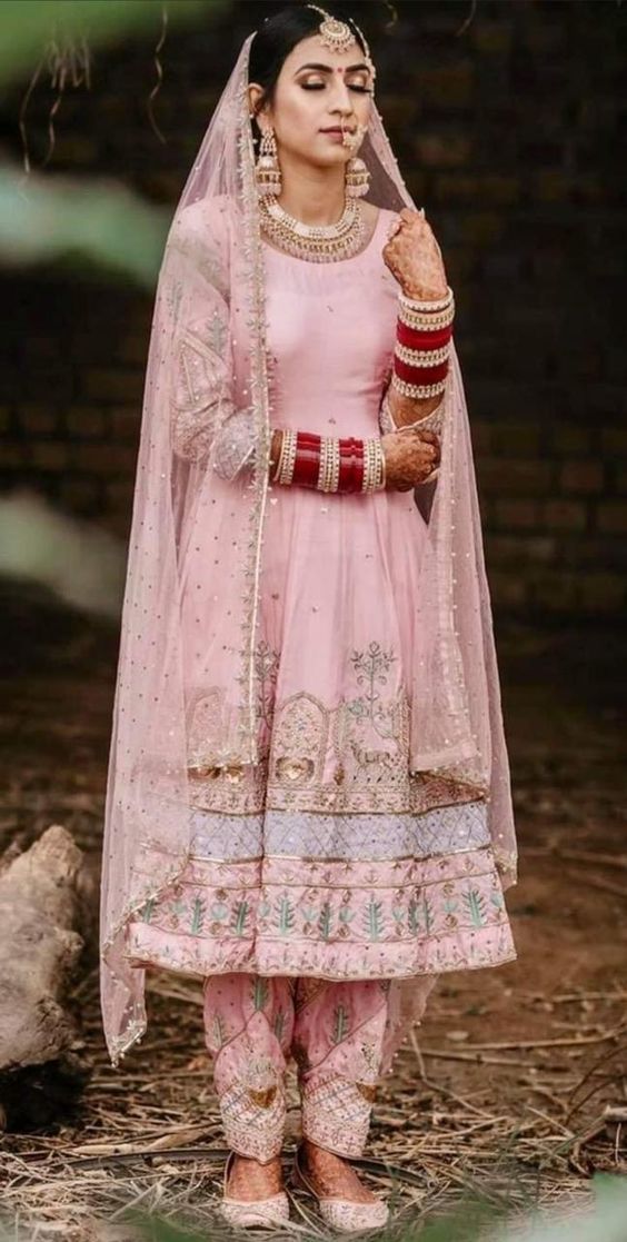 peach anarkali punjabi suit