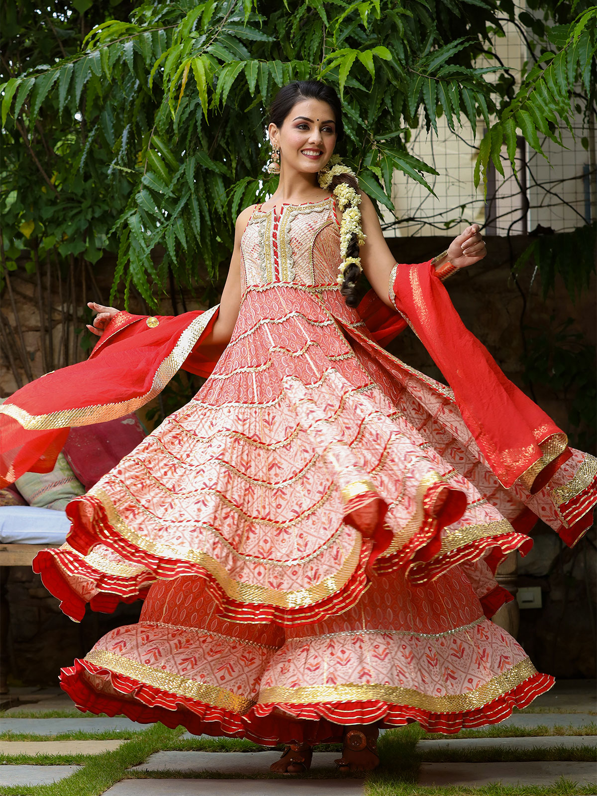 anarkali style palazzo suit