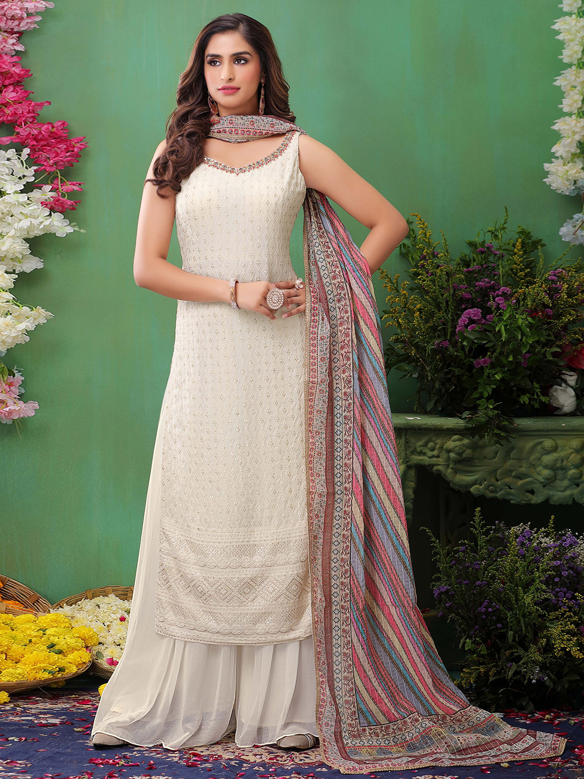 white color palazzo set