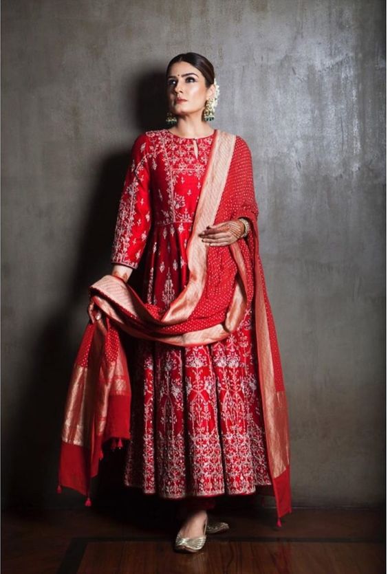 Gotta work Anarkali red salwar suit