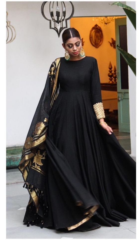 Anarkali Gold and Black salwar suit 