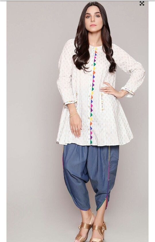 Dhoti style white salwar suit